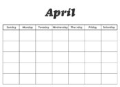 April Preschool Calendar