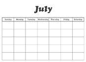 July Preschool Calendar
