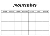 November Preschool Calendar