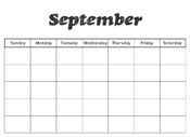 September Preschool Calendar